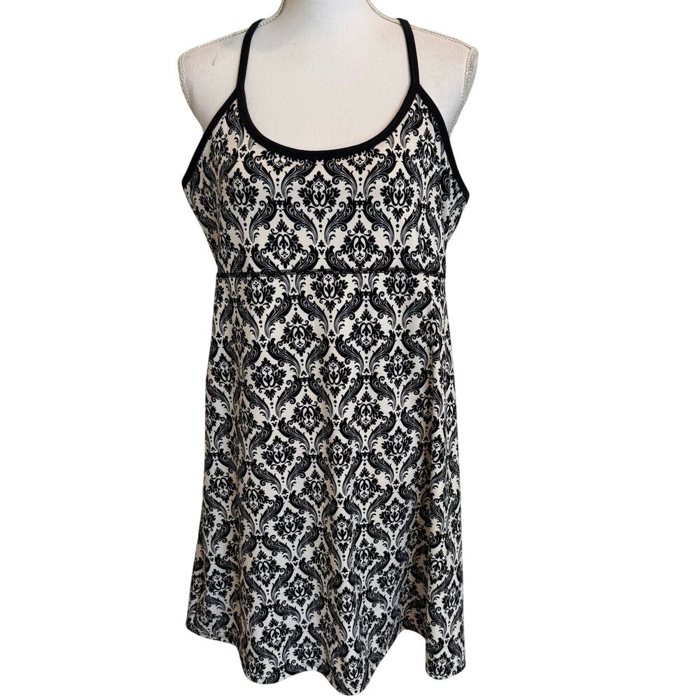 Soybu Dress XL Black White Activewear Spaghetti Strap Built-in Bra Stretchy Yoga